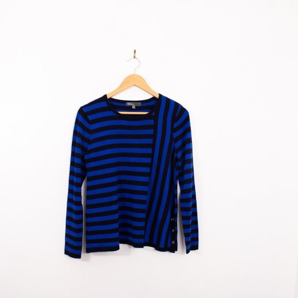 *89th Madison Black & Blue Striped Long Sleeve - Picture 2 of 5